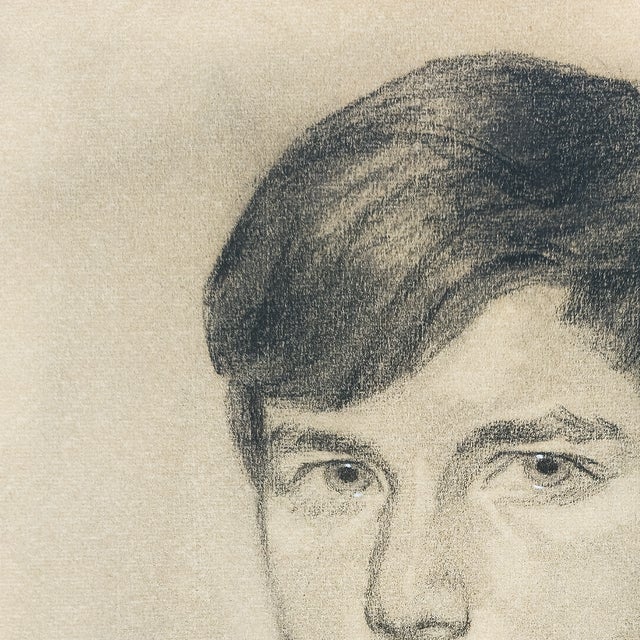 Illustration Graphite Portrait of a Young Man - Harold Geller, C. 1968 For Sale - Image 3 of 10