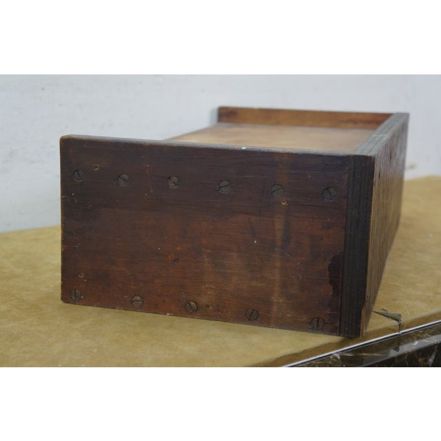 Antique Wooden Desk Drawer W Gallery Top & Brass Hardware 22" For Sale - Image 10 of 17