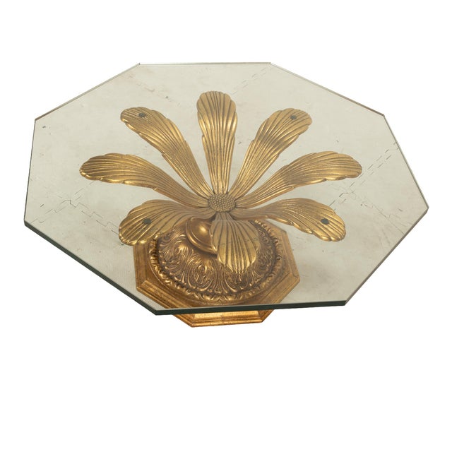 1970s Hollywood Regency Gilded Metal Flower Petal Coffee Table Mid Century For Sale In Tampa - Image 6 of 12