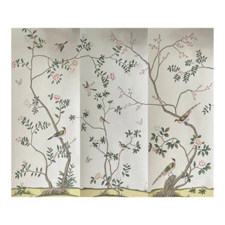 Chinoiserie Floral Wallpaper Hand Painted Artworks - 3 Panels For Sale