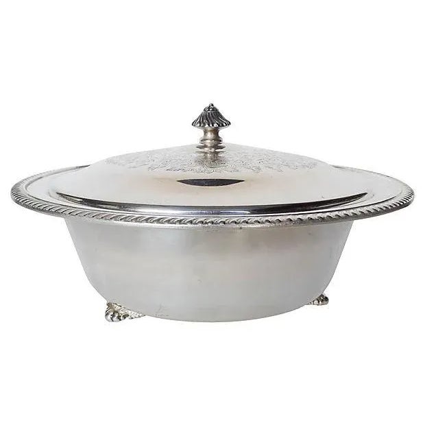 Traditional Silver Plated Covered Bowl For Sale