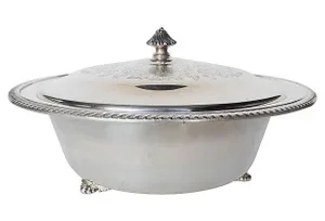 Traditional Silver Plated Covered Bowl