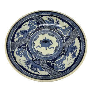 Large Chinese Porcelain Blue & White Shipwreck Style Platter 18.5"