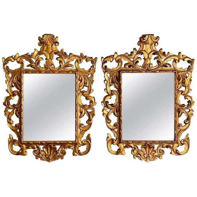 Rococo Style Frame Wall or Console Mirrors, Carved Gilded Wood Surrounds - a Pair For Sale - Image 13 of 13