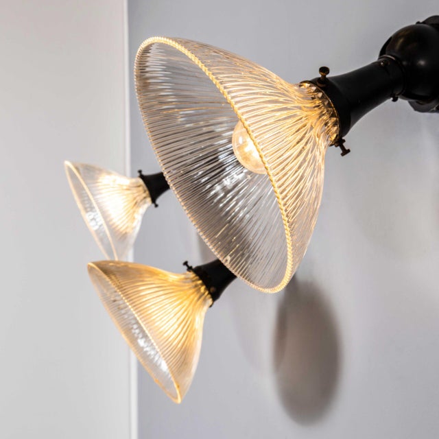 Black Black Holophane Prismatic Glass Adjustable Lamp, 1940s For Sale - Image 8 of 11