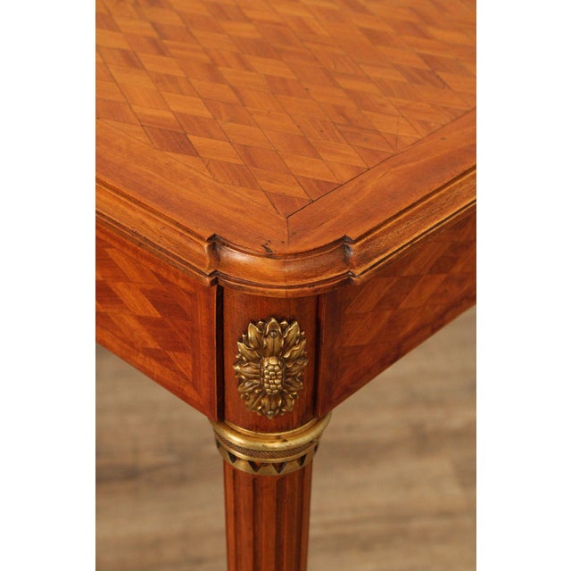 Brown French Louis XVI Style Antique Parquetry Writing Table For Sale - Image 8 of 12