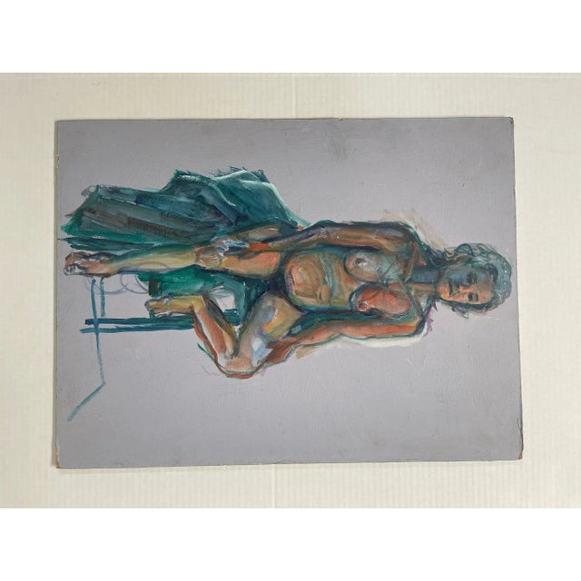 1970s Vintage Abstract Nude Woman Figure Drawing on Board For Sale - Image 5 of 6