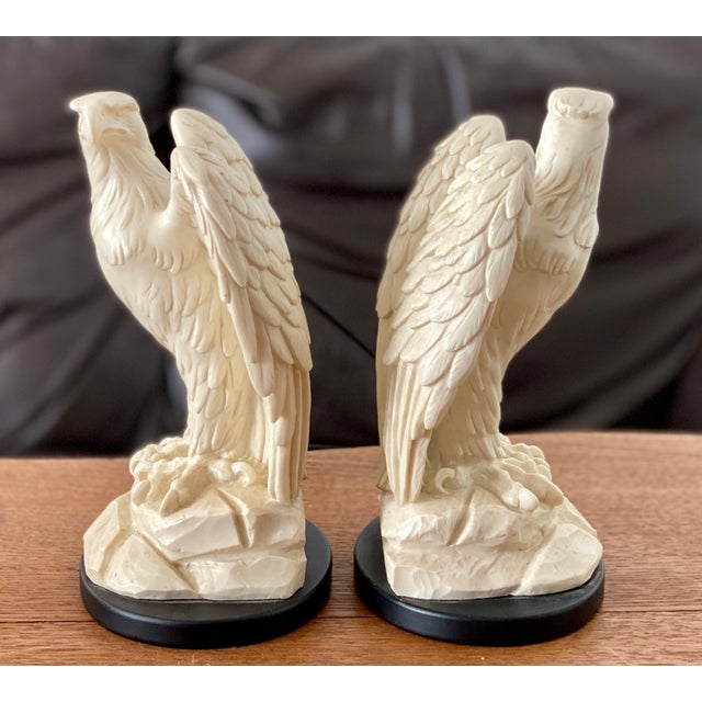 Vintage White Eagle Bookends - a Pair by Italian Sculptor A. Giannelli This fine pair of vintage white eagle bookends has...