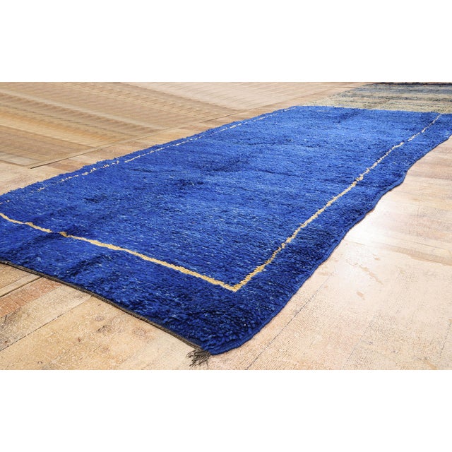 Blue Vintage Beni M'Guild Moroccan Rug, 05'02 X 20'07 For Sale - Image 8 of 10