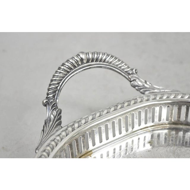 Victorian Vintage Amston Victorian Silver Plated Narrow Bar Tray Serving Platter For Sale - Image 3 of 13