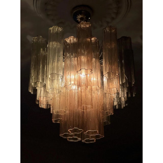 Tubular Chandelier in Ombre Murano Glass For Sale - Image 4 of 5