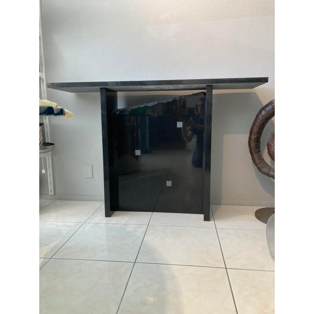 1990s Post Modern "Black Sapphire" Chiseled Edge Granite Console Table by Mirak For Sale - Image 11 of 12