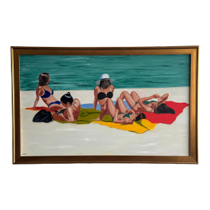 Day at the Beach Contemporary Oil Painting