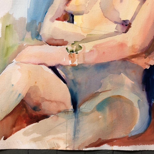 Contemporary Large Vintage Original Female Nude Watercolor Painting Study For Sale - Image 3 of 5
