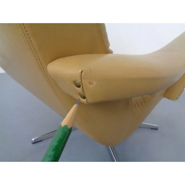 Set of Leather Swivel Easy Chair and Ottoman, 1970s For Sale - Image 17 of 18