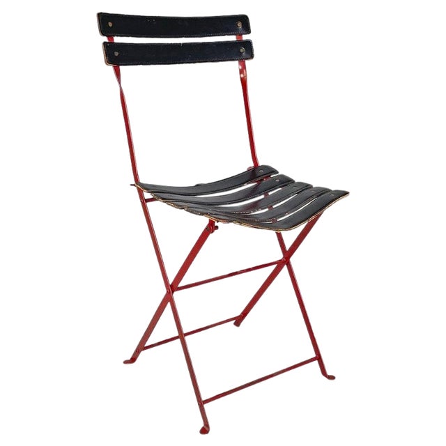 Modern Italian Red Black Celestina Folding Chair by Marco Zanuso for Zanotta, 1970s For Sale