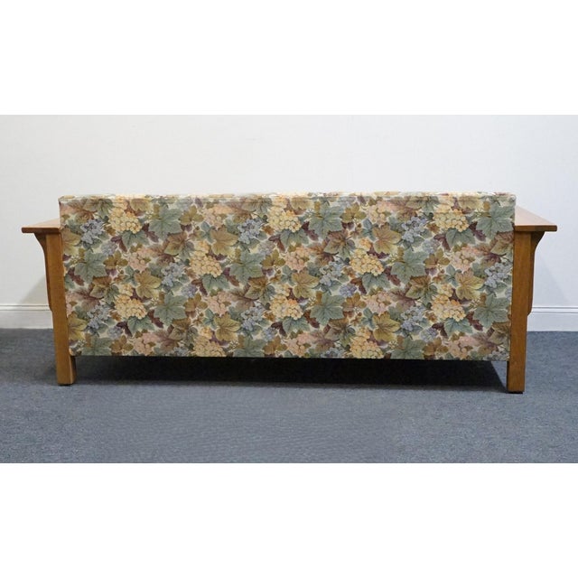 Flexsteel Quarter Sawn Oak Mission Style 82" Sofa W. Floral Upholstered Cushions For Sale In Kansas City - Image 6 of 10