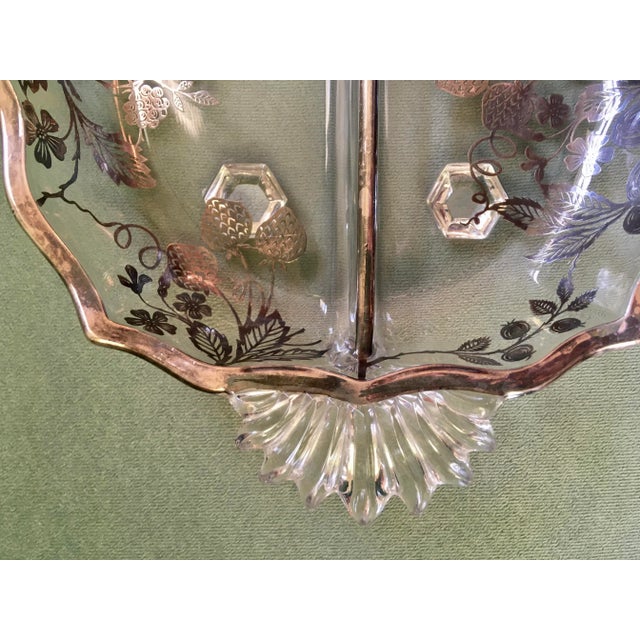 1930s Sterling Silver Grape & Strawberry Pattern Overlay Snack Dish For Sale In Jacksonville, FL - Image 6 of 13