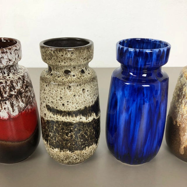 Vintage Pottery Fat Lava 242-22 Vases from Scheurich, Germany, Set of 4 For Sale - Image 4 of 15