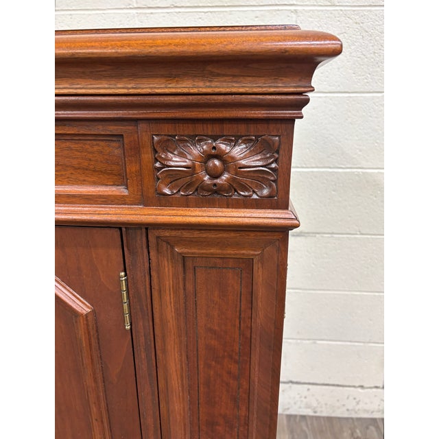 Wood Antique Victor Victrola Orthophonic Floral Carved Walnut Credenza Cabinet For Sale - Image 7 of 17