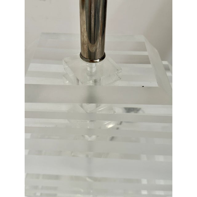 1970s 1970s Karl Springer Attributed Lucite Acrylic Stacked Geometric Diamond Lamp For Sale - Image 5 of 7