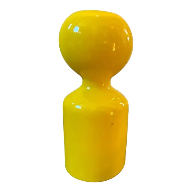 1970s Space Age Yellow Vetrochina Italian Candle Holder by Gabbianelli For Sale