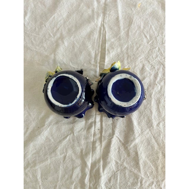 Pair, Antique French Barbotine Majolica Vase Applied Rose Vases For Sale In Washington DC - Image 6 of 8