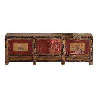 Antique Qing Dynasty Bogu Shanxi Cabinet or Sideboard in Painted Pine For Sale