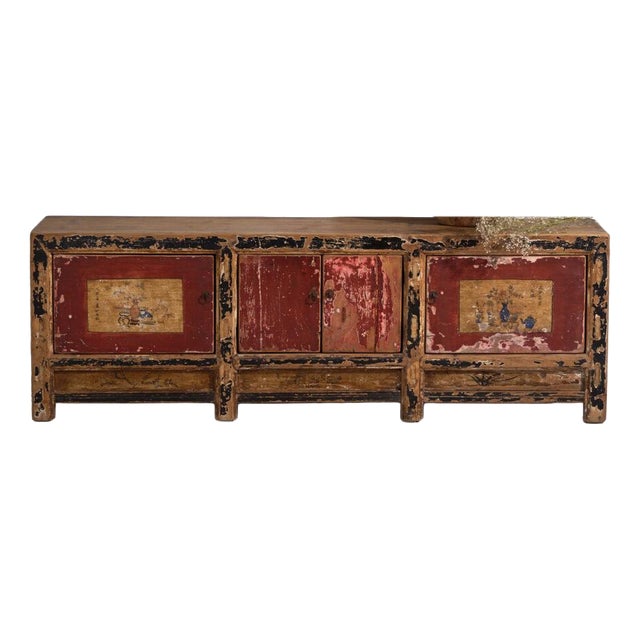 Antique Qing Dynasty Bogu Shanxi Cabinet or Sideboard in Painted Pine For Sale