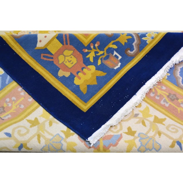 Textile Vintage Chinese Art Deco Hand Knotted Wool Rug,10'9'' X 14'4'' For Sale - Image 7 of 7