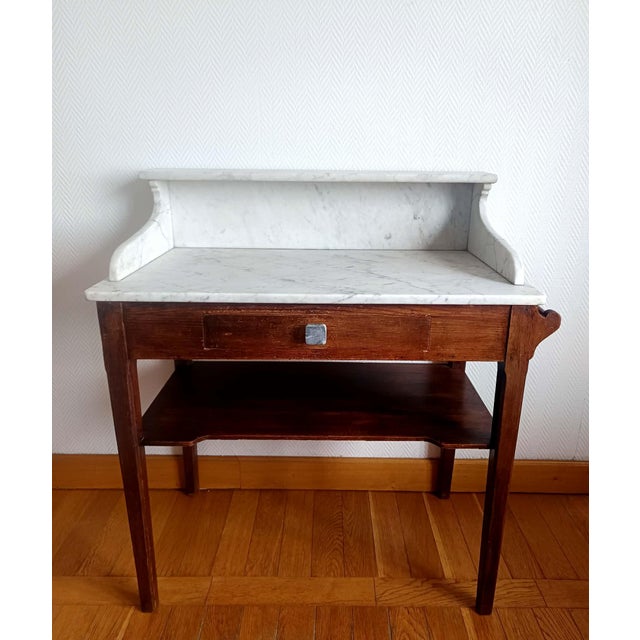 Country House Dressing Table in Wood and Marble, 1940s For Sale - Image 11 of 11