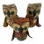 Set of 3 Vintage Signed Belen Antigua Paper Mache Flowered Owl Figures For Sale