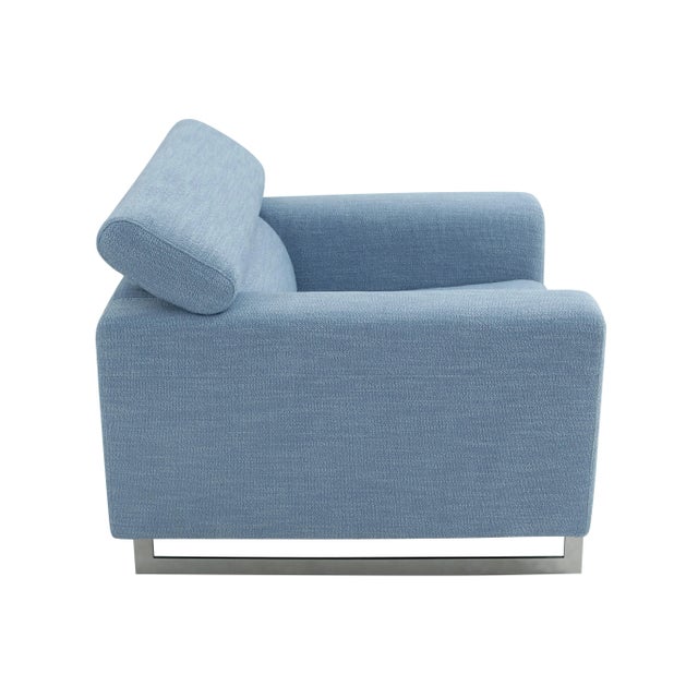 Modern Pasargad Home Serena Modern Blue Lounge Chair With Headrest For Sale - Image 3 of 7