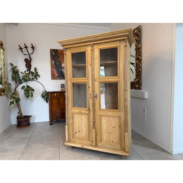 Rustic Gründerzeit Glass Cabinet, Spruce Wood. Dimensions: Height x Width x Depth 184 x 119 x 56 cm. A recently restored...