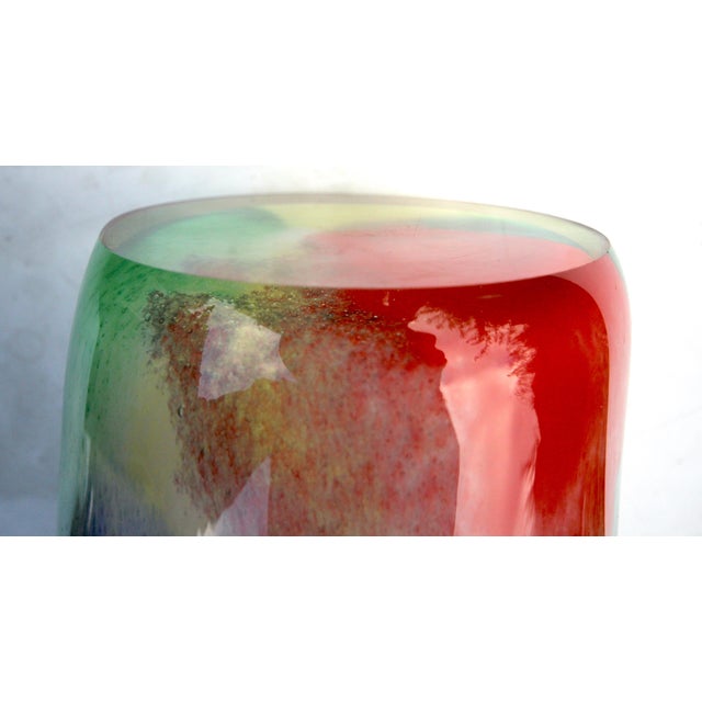 Glamorous Mid-Century Cased–Glass Block Vase With Red Interior - Makora Krosno Poland For Sale - Image 15 of 17