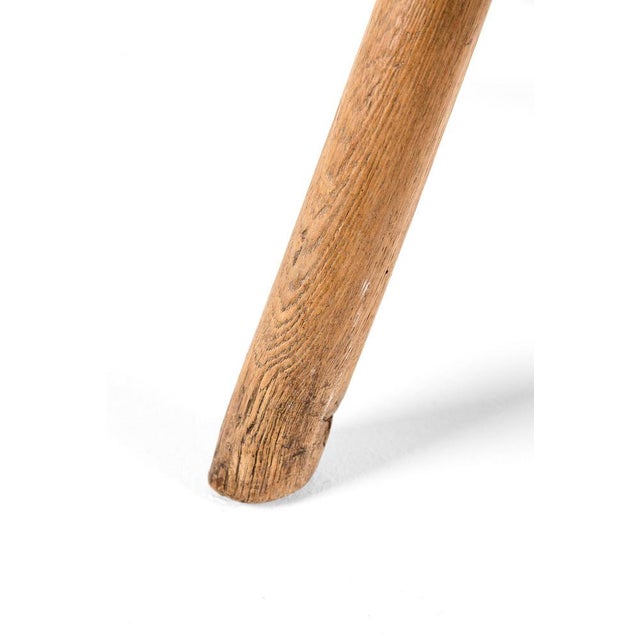 Wood Primitive Tan Elm Stool For Sale - Image 7 of 8