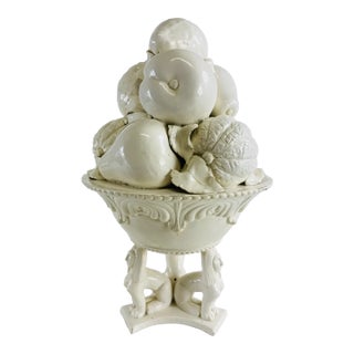 Mid-Century Vintage Blanc De Chin Italian Pottery Topiary Sculpture For Sale