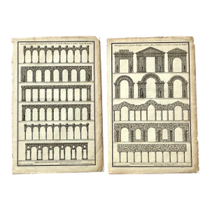 Vintage Boho Italian Architectural Arches Original Prints - Set of 2