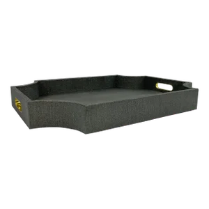 Made Goods Modern Small Gray Faux Silk Paden Tray