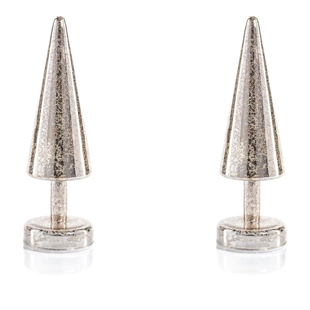Crimbo 10" Gold Sparkle Cone LED Trees, Set of 2 For Sale