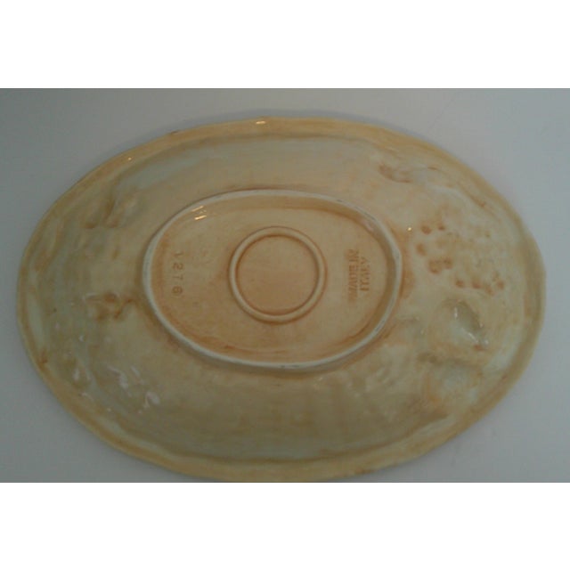 Tuscan 1960s Italian Oval Platter Fruit Decor Basket Weave the Ceramics of Bassano Del Grappa For Sale - Image 3 of 9