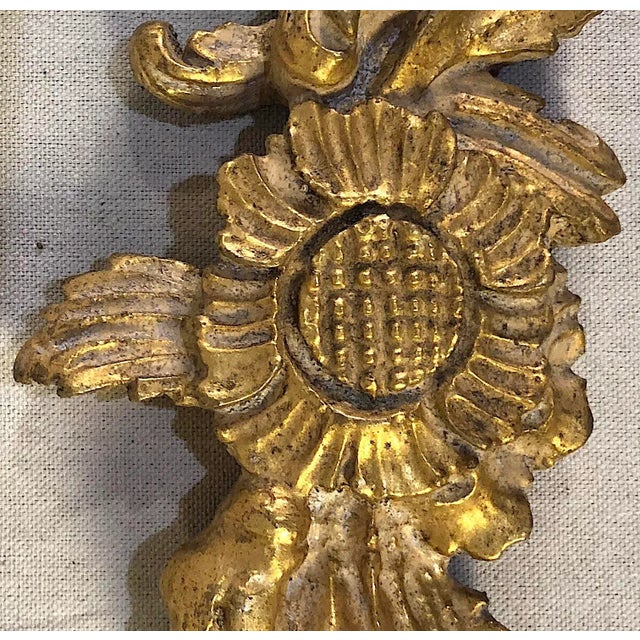Wood Neoclassical Carved Gilt Wall Swags - Pair For Sale - Image 7 of 11
