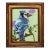 Lavender Cloud - Surreal Colorful Blue Jay Bird Painting in Elegant Gold Frame Original Artwork by Carlos Gamez De Francisco For Sale