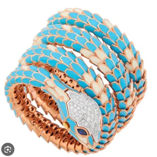 SNAKE COLLECTION , Turquoise & White SNAKE BRACELET , Diamonds, 18K & Sterling For Sale In New York - Image 6 of 18