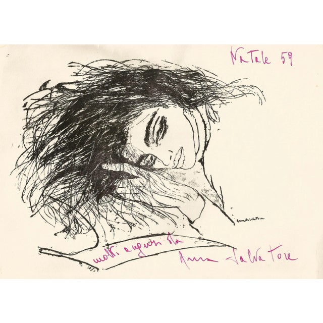 Greeting card with a nice drawing to wish a Merry Christmas (1959). Anna Salvatore (1923-1978) was a populäre Italian...