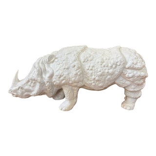 1960s Italian Modern Glazed Ceramic Rhinoceros For Sale