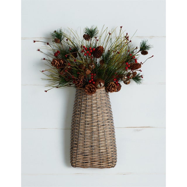 Rustic Woven Willow Wall Basket (Set of 6) For Sale - Image 3 of 4