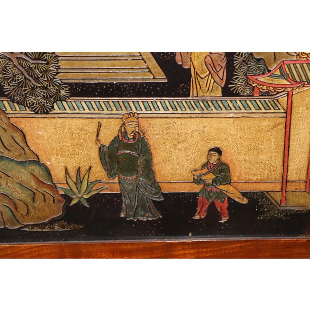 Brown French Louis XVI Maison Forest Marble Top Cabinet With Inset Chinoiserie Panels For Sale - Image 8 of 12