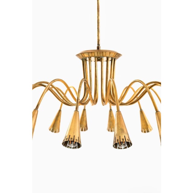 1950s Ceiling Lamp with Conical Brass Shade from Harald Notini, 1950s For Sale - Image 5 of 10