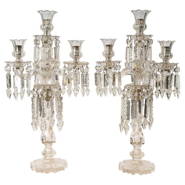 Silver Napoleon III Cut Crystal Candelabras, 1800s, Set of 2 For Sale - Image 8 of 8